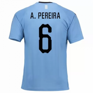 Uruguay 2018 World Cup Home Álvaro Pereira Shirt Soccer Jersey