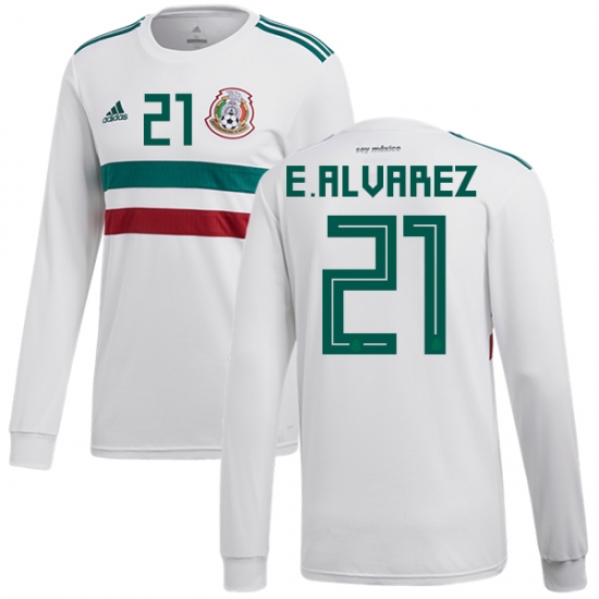 Mexico 2018 World Cup Away EDSON ALVAREZ 21 Long Sleeve Shirt Soccer Jersey - Click Image to Close