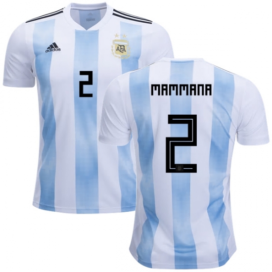 Argentina 2018 FIFA World Cup Home Emanuel Mammana #2 Shirt Soccer Jersey - Click Image to Close