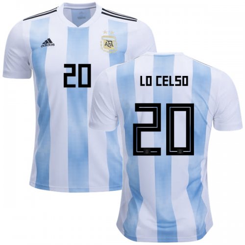 Argentina 2018 FIFA World Cup Home Giovani Lo Celso #20 Shirt Soccer Jersey