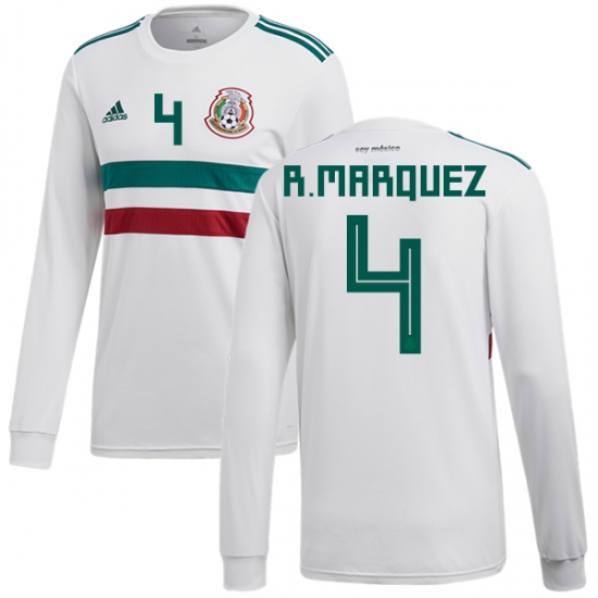 Mexico 2018 World Cup Away RAFAEL MARQUEZ 4 Long Sleeve Shirt Soccer Jersey - Click Image to Close