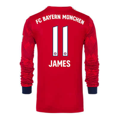 Bayern Munich 2018/19 Home 11 James Long Sleeve Shirt Soccer Jersey