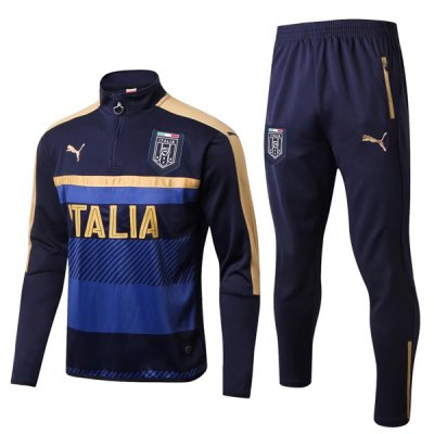 Italy 2017/18 Black Training Suits(Zipper Shirt+Trouser)