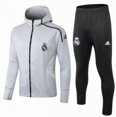 Real Madrid 2018/19 Light Grey Training Suit (ZNE Hoodie Jacket+Trouser)