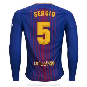 Barcelona 2017/18 Home Sergio #5 Long Sleeved Shirt Soccer Jersey
