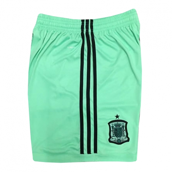 Spain 2018 World Cup Goalkeeper Green Soccer Shorts - Click Image to Close