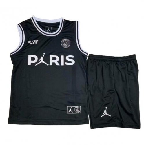 PSG x Jordan 2018/19 Third Kids Black Basketball Jersey Kits