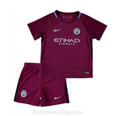Manchester City 2017/18 Away Kids Soccer Kit Children Shirt And Shorts