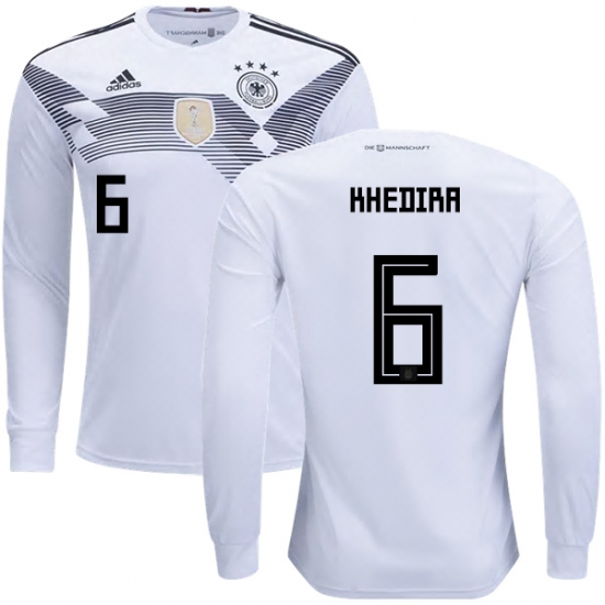 Germany 2018 World Cup SAMI KHEDIRA 6 Home Long Sleeve Shirt Soccer Jersey - Click Image to Close