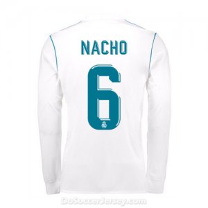 Real Madrid 2017/18 Home Nacho #6 Long Sleeved Shirt Soccer Jersey