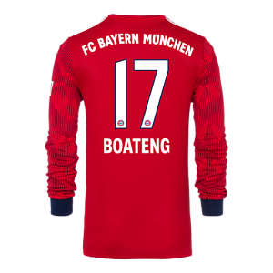 Bayern Munich 2018/19 Home 17 Boateng Long Sleeve Shirt Soccer Jersey
