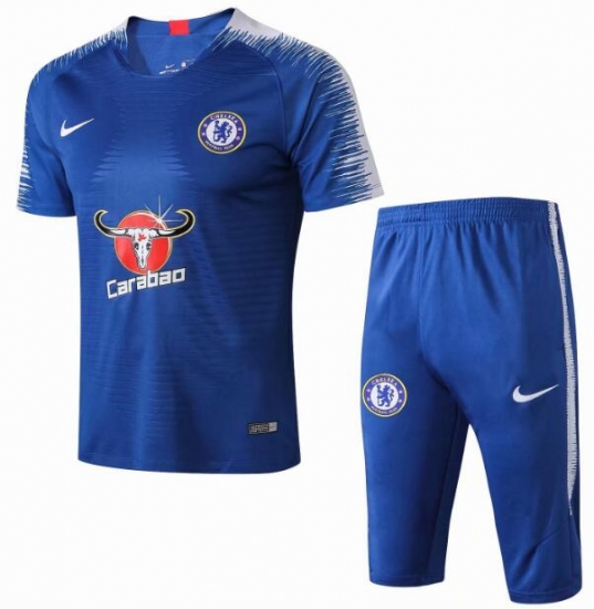 Chelsea 2018/19 Blue Stripe Short Training Suit - Click Image to Close