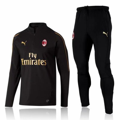 AC Milan 2018/19 Black Training Suit Zipper Sweatshirt + Trouser