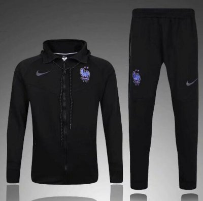 France 2018/19 Black Training Suit (Hoodie Jacket+Trouser)
