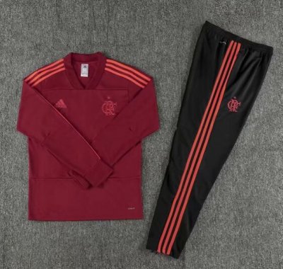 Flamengo 2018/19 Red V'Neck Training Suit (Sweat Shirt+Trouser)