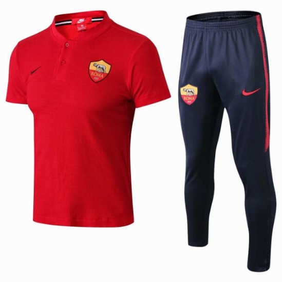 Roma 2018/19 Red Polo Shirts + Pants Suit - Click Image to Close