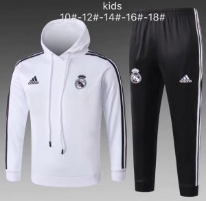 Kids Real Madrid 2018/19 White Training Suit (Hoodie Sweatshirt + Pants)