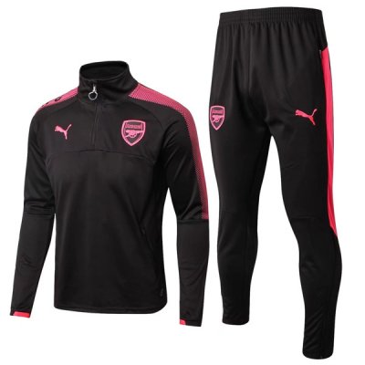 Arsenal 2017/18 Black Training Suits(Zipper Shirt+Trouser)