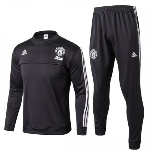 Manchester United 2017/18 Black Training Suits(O’Neck Shirt+Trouser)