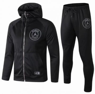 PSG x Jordan 2018/19 Big Circle Black Training Suit (Hoodie Jacket+Trouser)