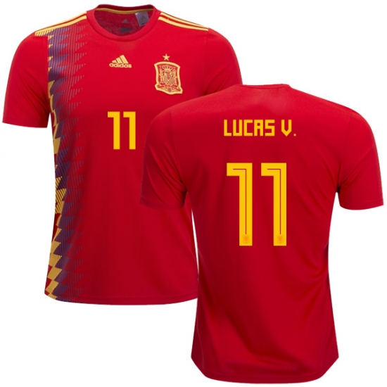 Spain 2018 World Cup LUCAS VAZQUEZ 11 Home Shirt Soccer Jersey - Click Image to Close