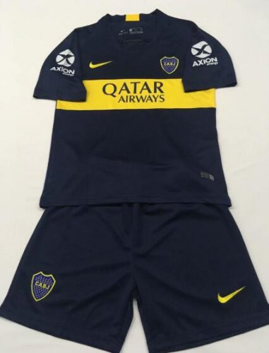 Boca Juniors 2018/19 Home Kids Soccer Jersey Kit Children Shirt + Shorts