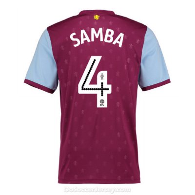 Aston Villa 2017/18 Home Samba #4 Shirt Soccer Jersey