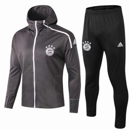 Bayern Munich 2018/19 Grey Training Suit (ZNE Hoodie Jacket+Trouser) - Click Image to Close