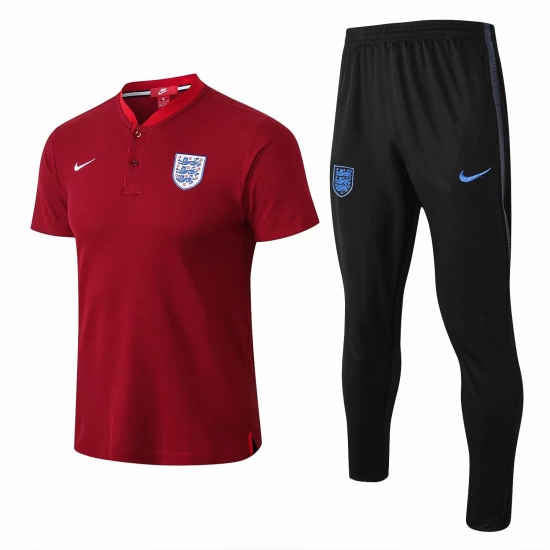 England FIFA World Cup 2018 Red Polo + Pants Training Suit - Click Image to Close