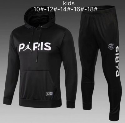 Kids PSG JORDAN 2018/19 Black Hoodie Training Suit