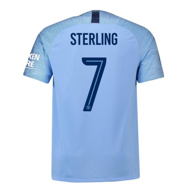 Manchester City 2018/19 Sterling 7 UCL Home Shirt Soccer Jersey