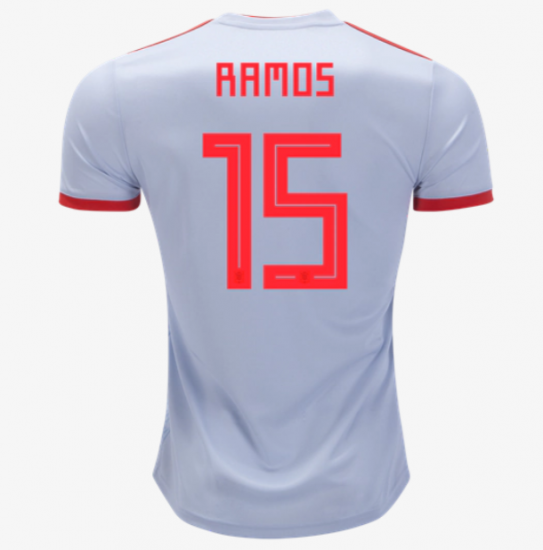 Spain 2018 World Cup Away Sergio Ramos Shirt Soccer Jersey - Click Image to Close