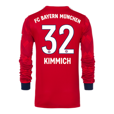 Bayern Munich 2018/19 Home 32 Kimmich Long Sleeve Shirt Soccer Jersey