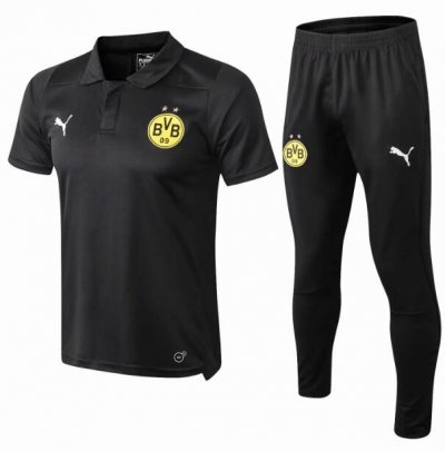 Borussia Dortmund 2018/19 Black Polo + Pants Training Suit