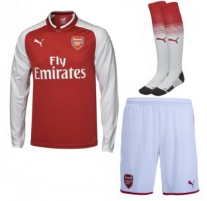 Arsenal 2017/18 Home Red Long Sleeve Soccer Jersey Kits (Shirt+Shorts+Socks)