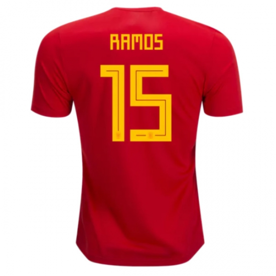 Spain 2018 World Cup Home Sergio Ramos #15 Shirt Soccer Jersey - Click Image to Close