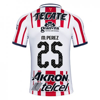 Deportivo Guadalajara Chivas 2018/19 M Perez 25 Home Shirt Soccer Jersey
