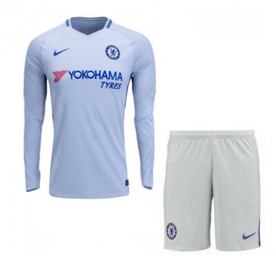Chelsea 2017/18 Away Long Sleeve Soccer Jersey Uniform (Shirt+Shorts)