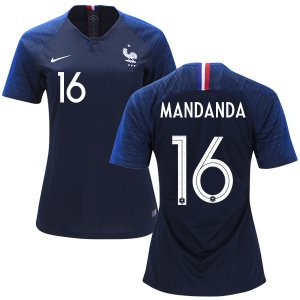 France 2018 World Cup STEVE MANDANDA 16 Women's Home Shirt Soccer Jersey