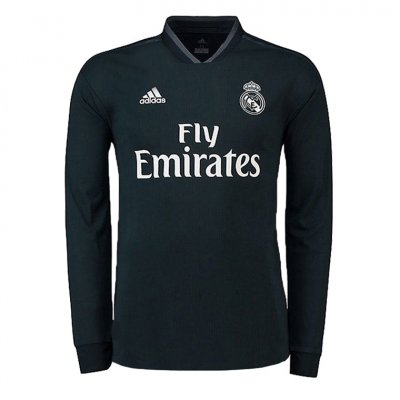 Real Madrid 2018/19 Long Sleeve Away Black Shirt Soccer Jersey
