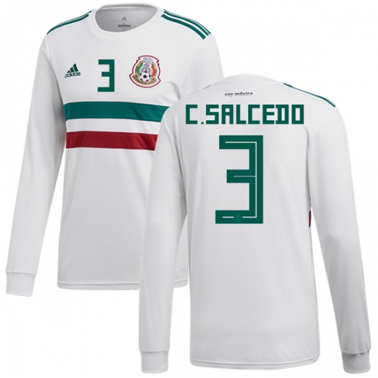 Mexico 2018 World Cup Away CARLOS SALCEDO 3 Long Sleeve Shirt Soccer Jersey - Click Image to Close