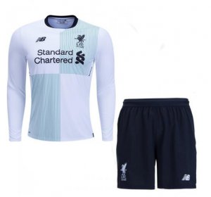 Liverpool 2017/18 Away White Long Sleeve Soccer Jersey Uniform (Shirt+Shorts)