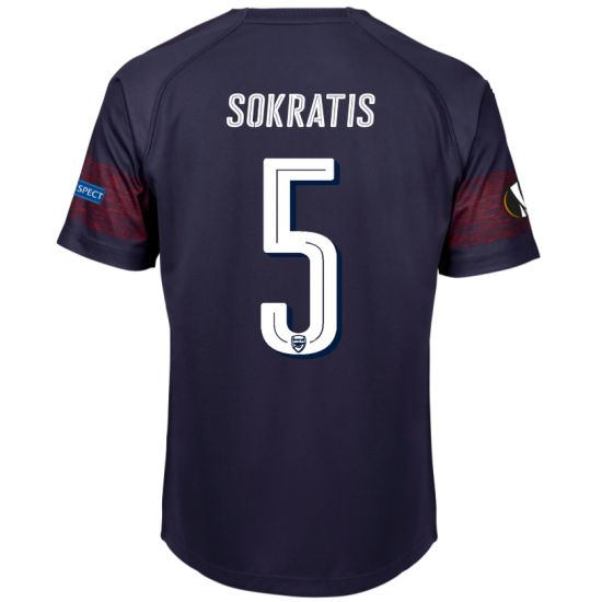 Arsenal 2018/19 Sokratis 5 UEFA Europa Away Shirt Soccer Jersey - Click Image to Close