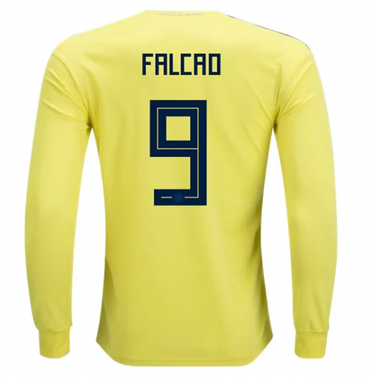Colombia 2018 World Cup Home Long Sleeve Radamel Falcao Shirt Soccer Jersey - Click Image to Close