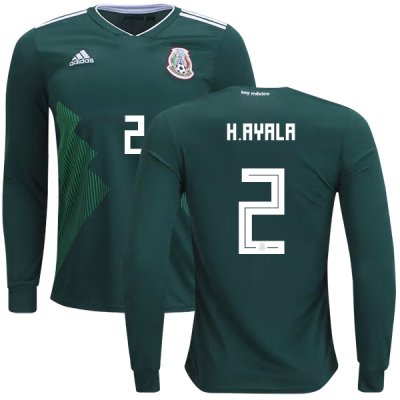 Mexico 2018 World Cup Home HUGO AYALA 2 Long Sleeve Shirt Soccer Jersey