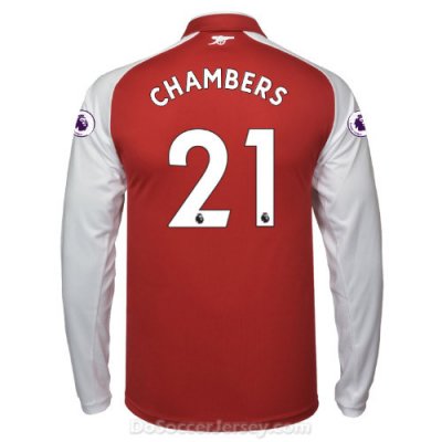 Arsenal 2017/18 Home CHAMBERS #21 Long Sleeved Shirt Soccer Jersey