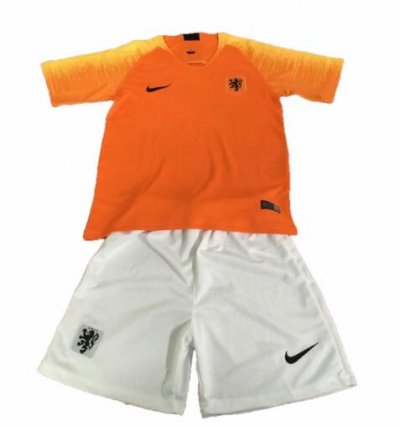 Netherlands 2018/19 Home Kids Soccer Kit Children Shirt And Shorts