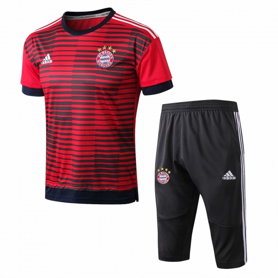 Bayern Munich 2018/19 Red Stripe Short Training Suit - Click Image to Close