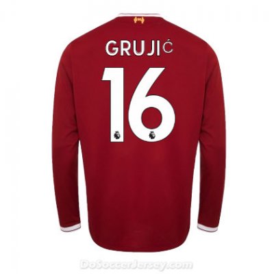 Liverpool 2017/18 Home Grujic #16 Long Sleeved Shirt Soccer Jersey
