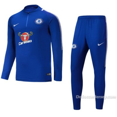 Chelsea 2017/18 Blue Training Kit(Zipper Sweat Shirt+Trouser)